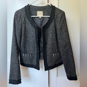 Silence + Noise Urban Outfitters Cropped Studded Boucle Jacket (Large)